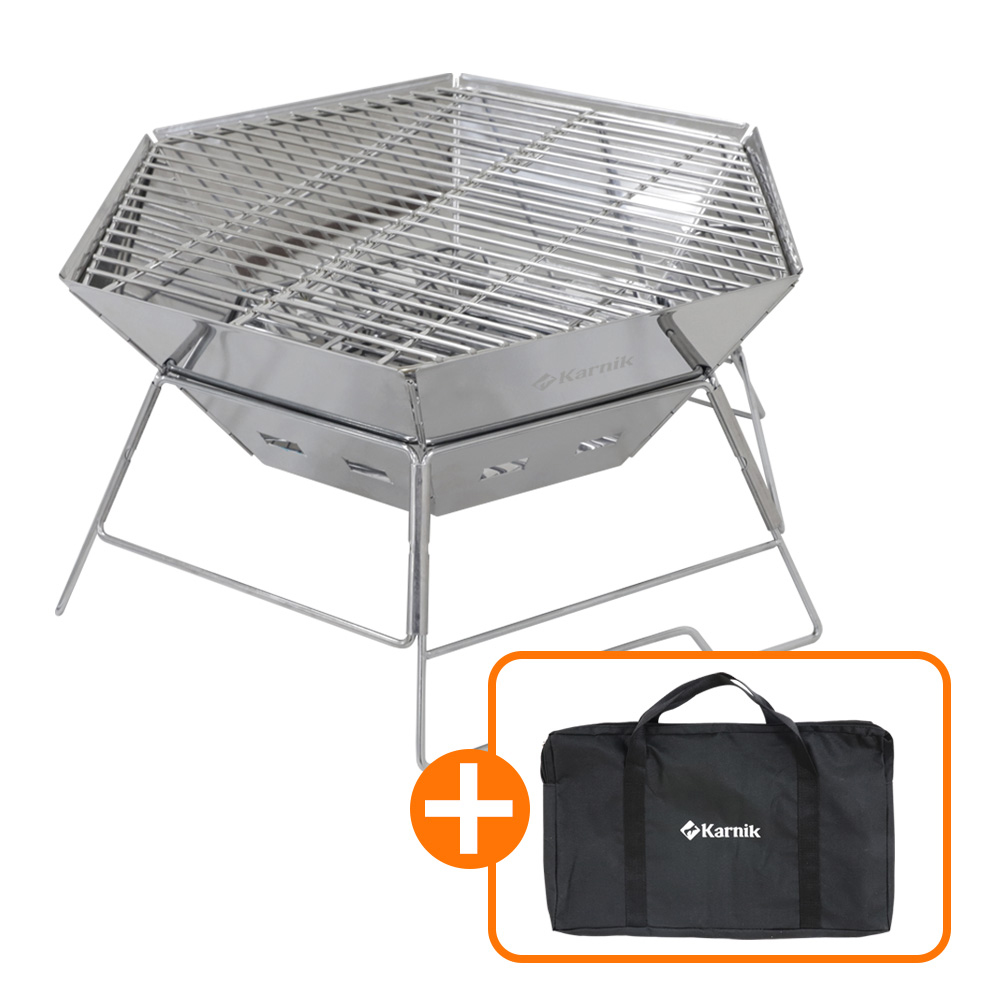 카르닉 불멍 육각 화로대 캠핑 접이식 바베큐 그릴 풀세트 베이직