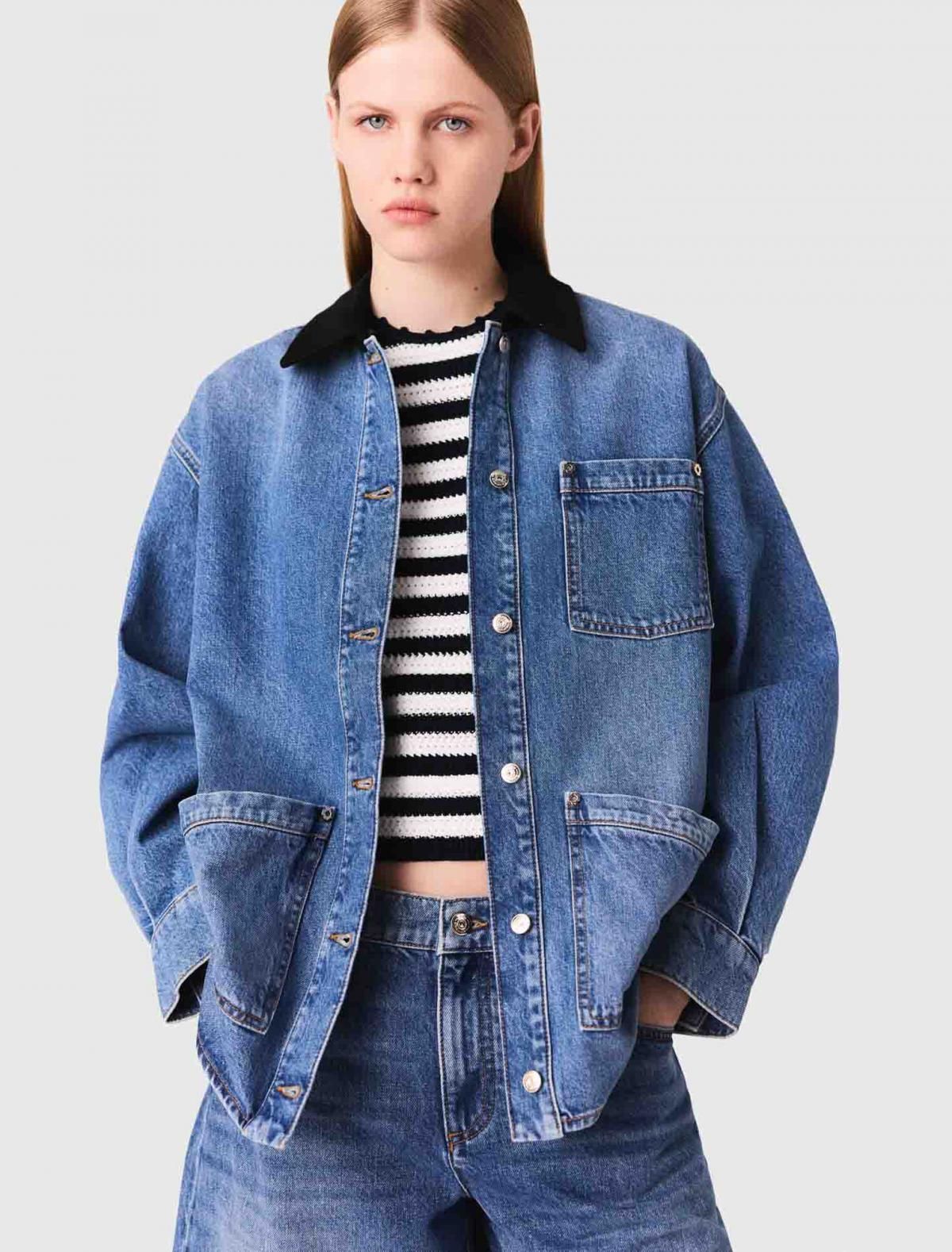 마쥬 테크니컬 배색 코듀로이카라 데님자켓 3661601969942 BLAU - 상세 이미지 5