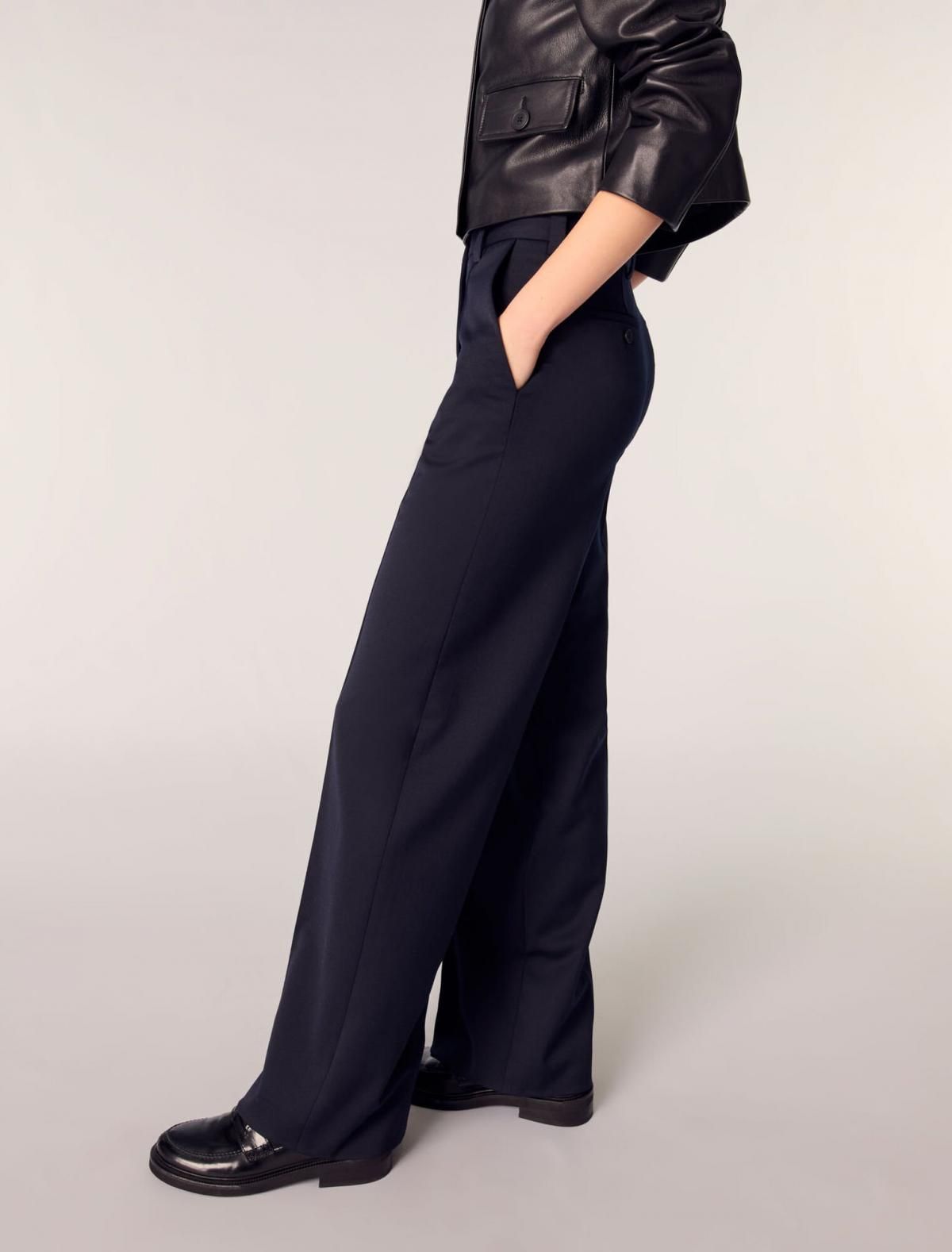 마쥬 오피스 클래식 와이드 슬랙스 팬츠 3661601958229 MARINE - 상품 이미지