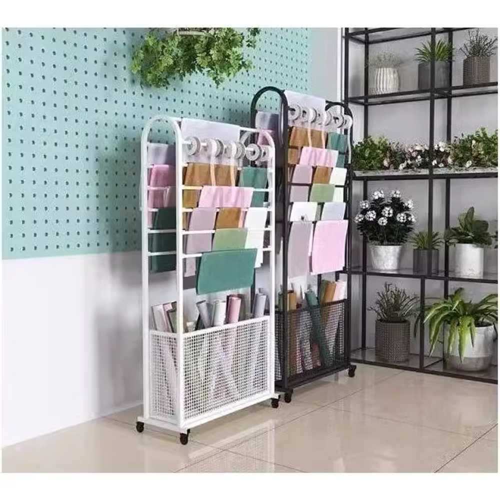 리본 걸이대 꽃집 공방 포장지 패브릭 보관 원단 바퀴 80x140cm - 상세 이미지 3