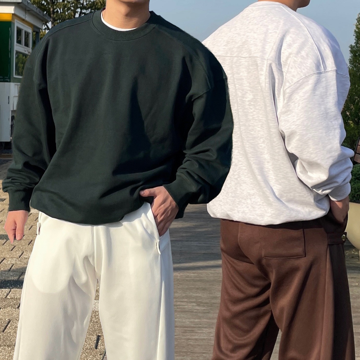 1+1 헤비웨이트 오버핏맨투맨 무지맨투맨 - 상품 이미지