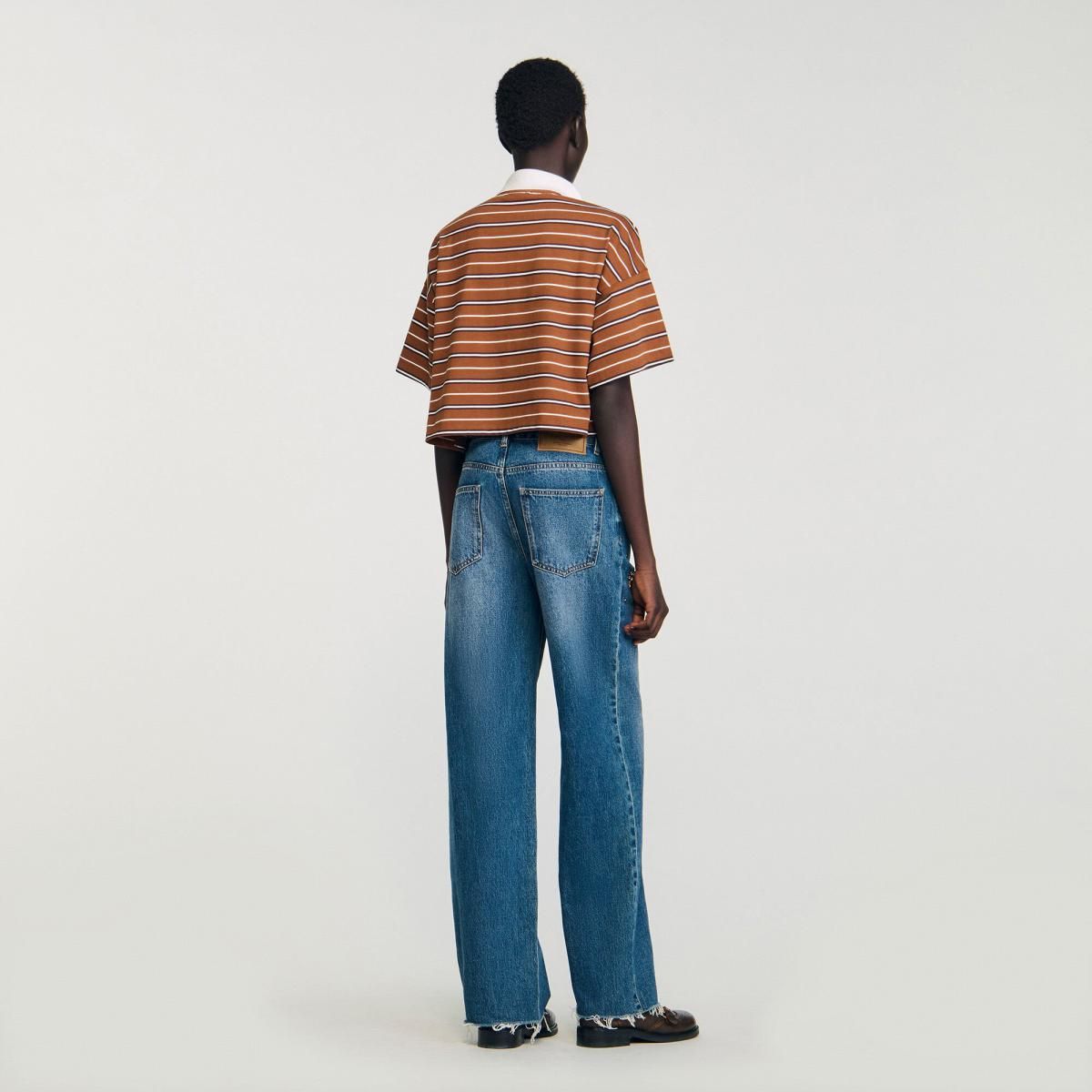 산드로 스트라스 스트레이트핏 데님 청바지 SFPJE00788_4785 JEANSBLAU - 상세 이미지 5