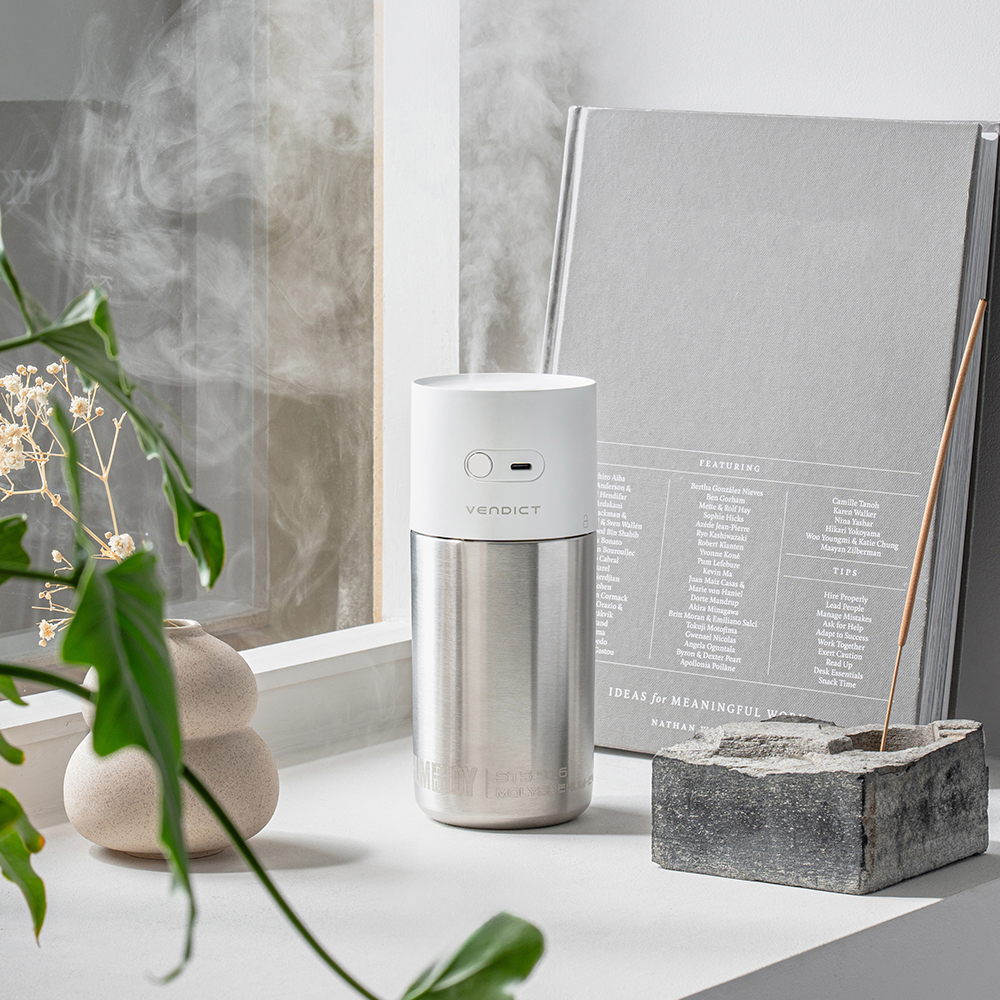 벤딕트 미니 가습기 초음파 사무실 탁상용 스텐 휴대용 무선 통세척 휴미디