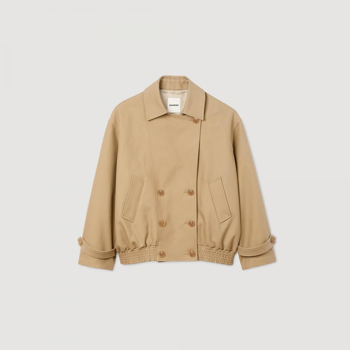 산드로 오버사이즈 숏 트렌치코트 SFPOU00739_16 BEIGE - 메인 이미지