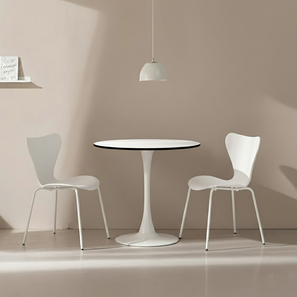 뉴 플로윙 X 숄더7 화이트 원형 카페 식탁 테이블 세트 600