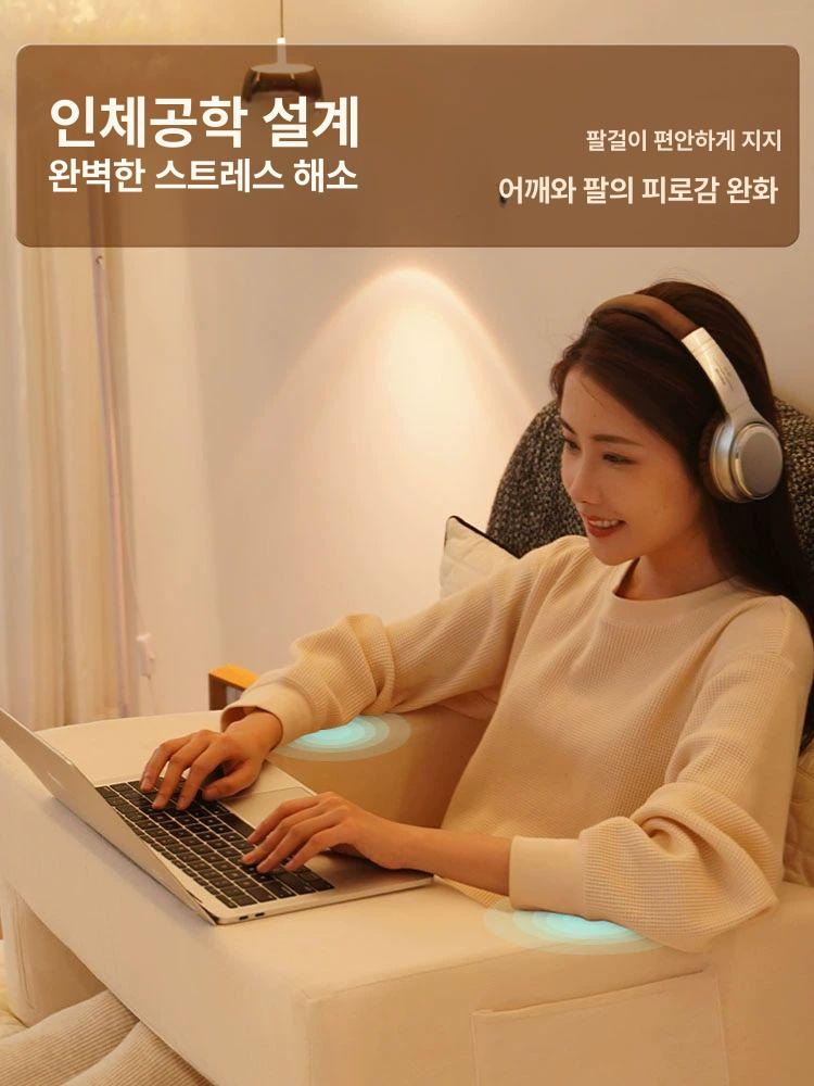 스터디쿠션 독서쿠션 접이식 미니 책상 소형 컴퓨터 테이블 푸쉬슈 플란넬-오프화이트 베이스 보드 - 상세 이미지 3