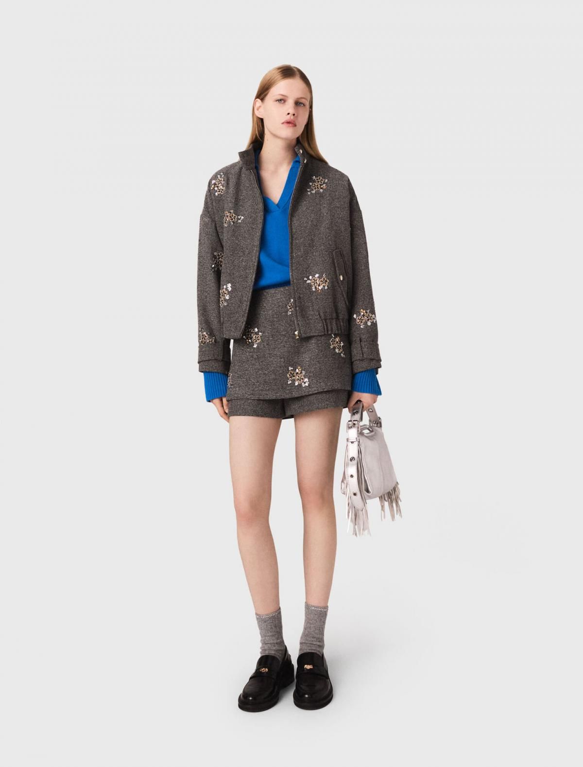 마쥬 플로럴 자수 테크니컬 헤링본 반바지 3661601994159 GRAU - 상세 이미지 2