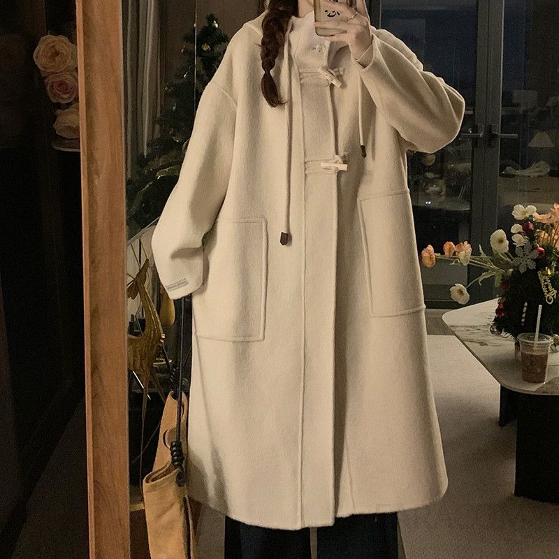 여성 빅사이즈 후드 떡볶이 코트 롱 오버핏 루즈핏 아방핏 데일리 캐주얼 캠퍼스룩 따뜻한 겨울 - 상세 이미지 2