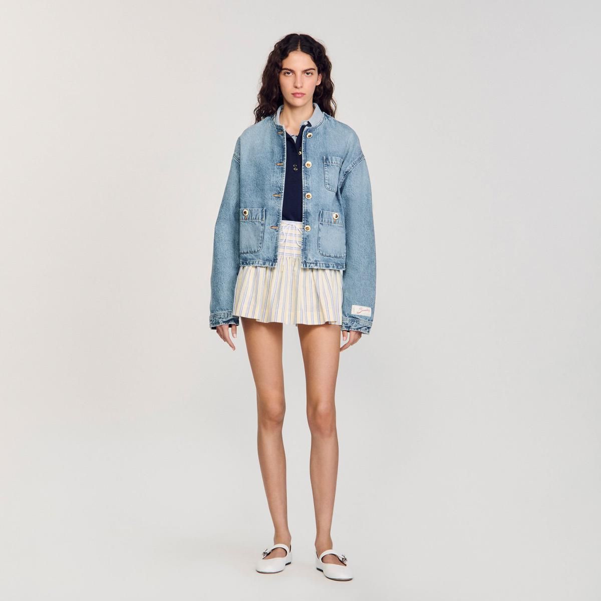 산드로 트렌디 라운드넥 데님 재킷 SFPBL01082_4785 JEANSBLAU - 상세 이미지 3