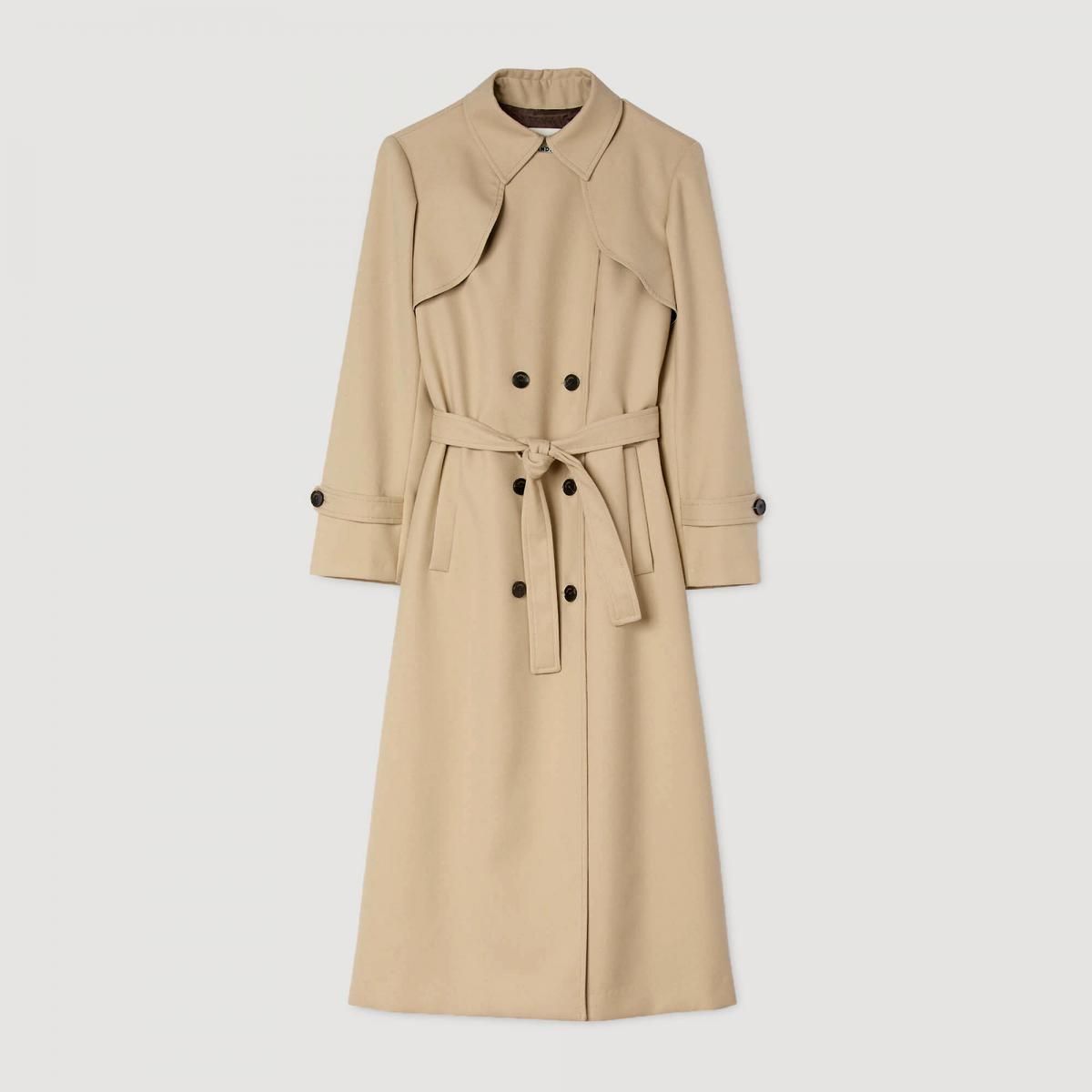 산드로 클래식 베이지 더블버튼 벨트 트렌치코트 SFPOU00705_16 BEIGE - 상품 이미지