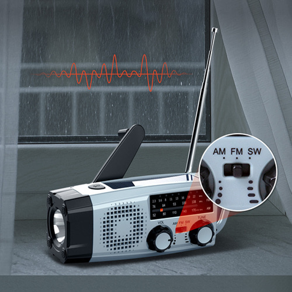 휴대용 크랭크 재난 라디오 미니 FM 단파 효도 라디오 - 상품 이미지