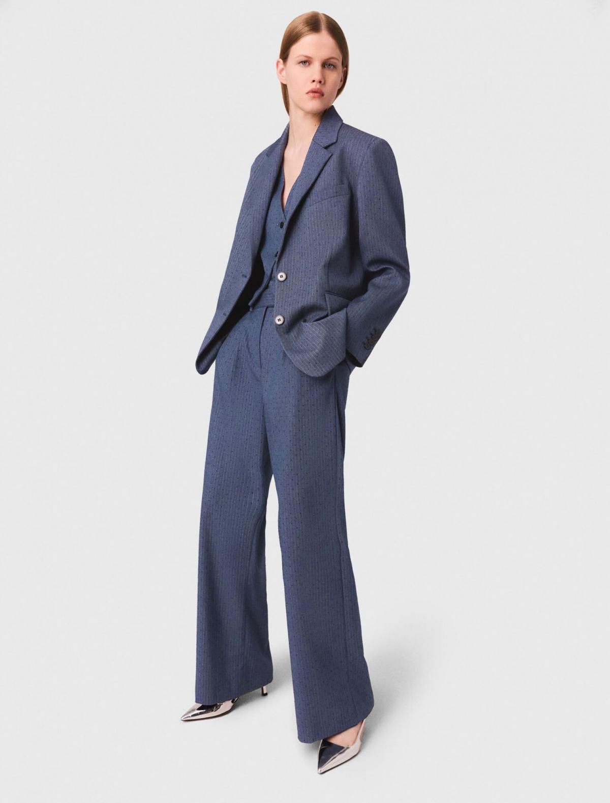 마쥬 테크니컬 스트라스 스트라이프 테일러드 재킷 3661601970030 BLAU - 상세 이미지 5