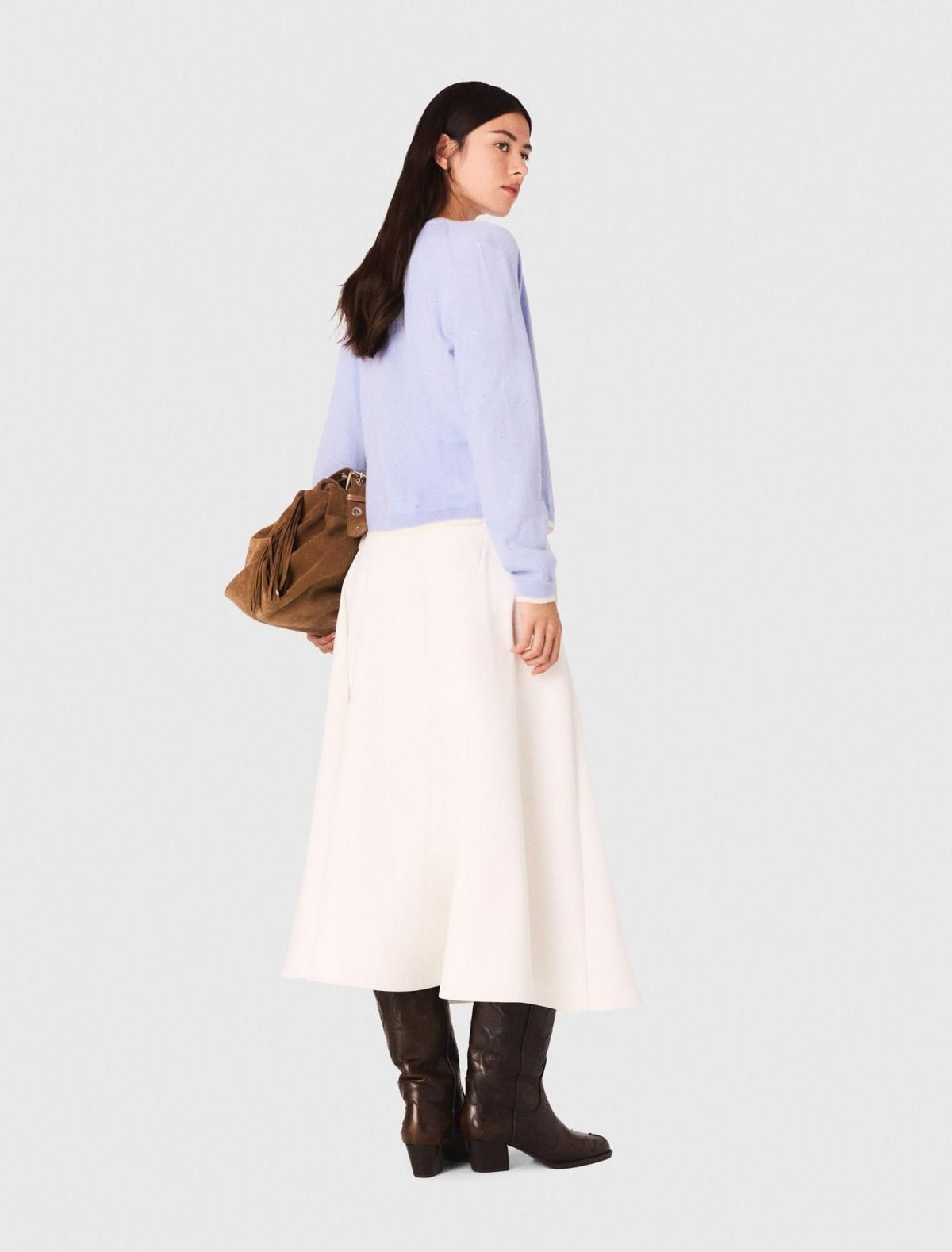 마쥬 럭셔리 스트라스 라운드넥 울 100 카디건 3661601963605 BLAU - 상세 이미지 4