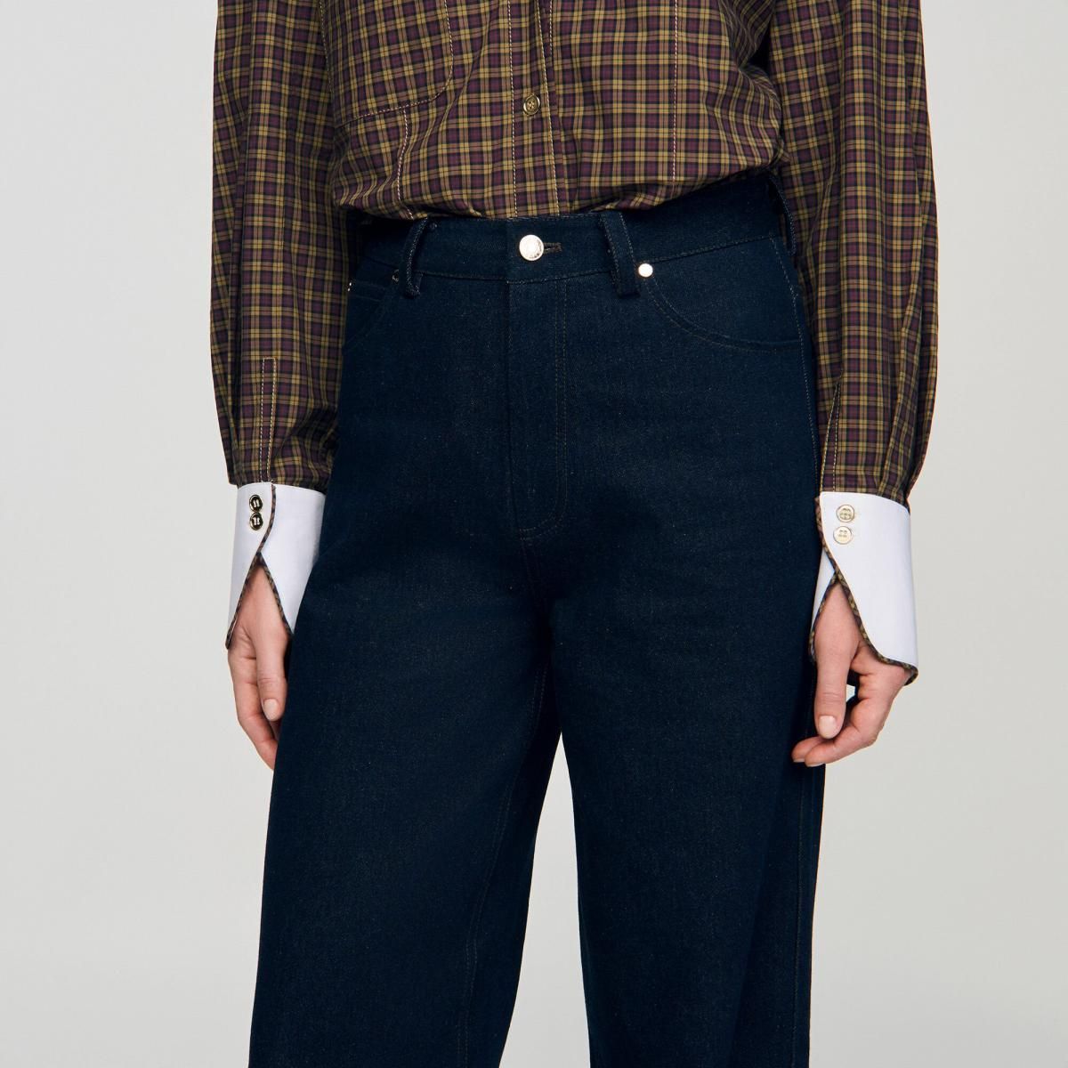 산드로 와이드핏 데님 와이드 청바지 SFPJE00789_4785 JEANSBLAU - 상세 이미지 4
