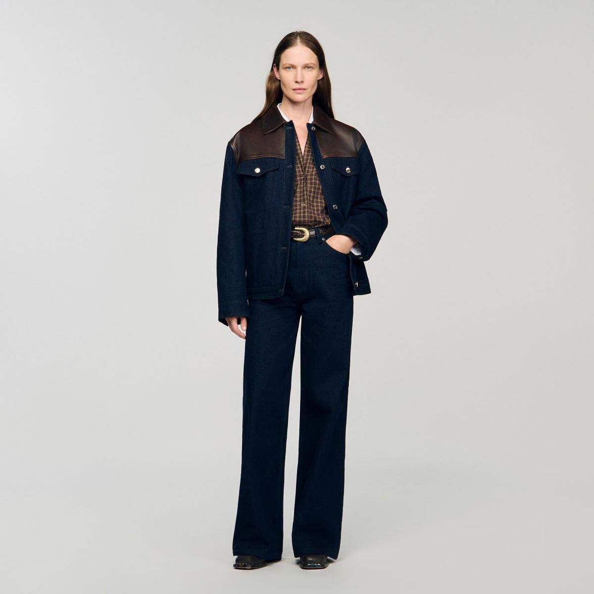 산드로 와이드핏 데님 와이드 청바지 SFPJE00789_4785 JEANSBLAU - 상세 이미지 2