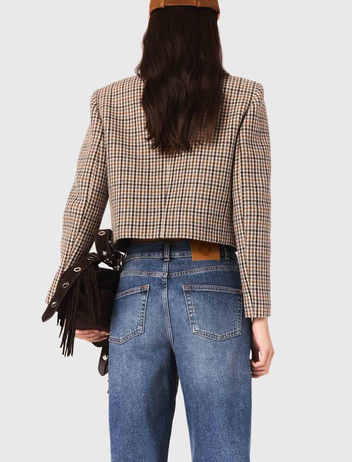 마쥬 트위드 체크 크롭 테일러드 재킷 골드버튼 3661601977183 BEIGE - 상세 이미지 4