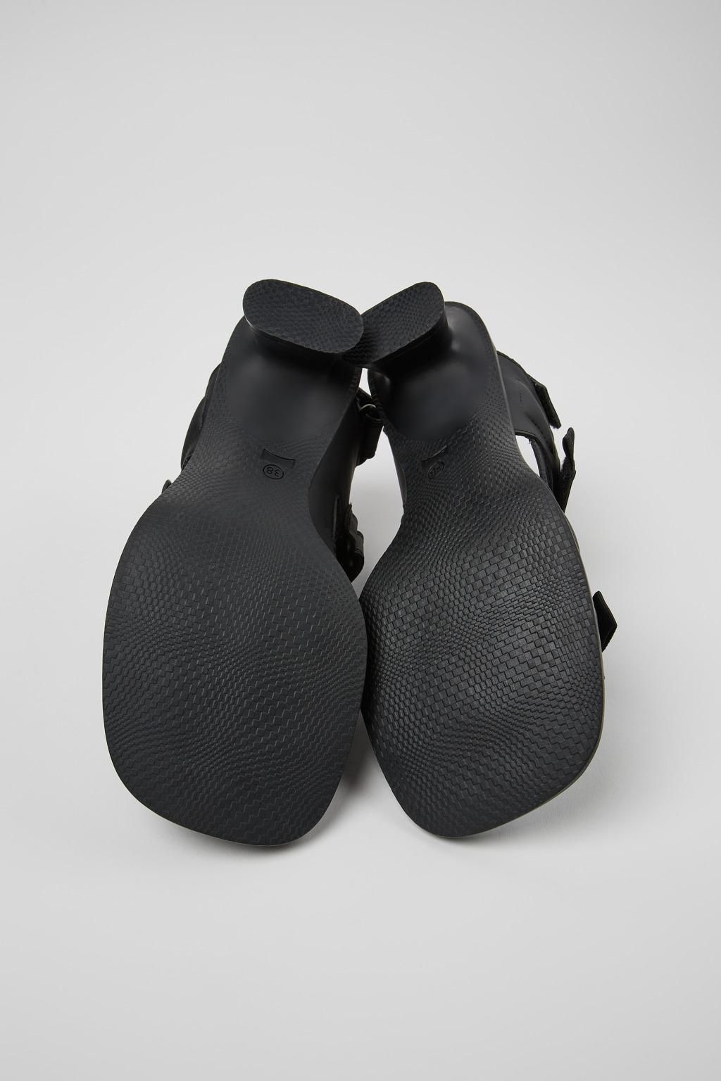 캠퍼 블랙 가죽 스트랩 힐 샌들 Dina K201606-001 BLACK - 상세 이미지 5