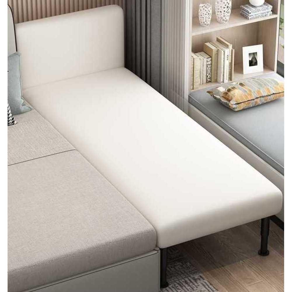 확장형 보조 침대 손님용 간이 접이 베드 연장 가족 200x30cm 베이지색 가죽 등받이 - 상품 이미지