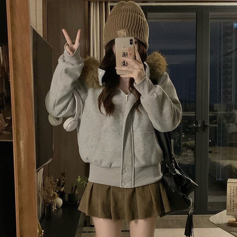 여성 경량 후드패딩점퍼 탈부착 라쿤 퍼 후드 겨울용 코튼 소재 캐주얼 커플 스타일 따뜻한 착용감 아웃도어 패션 디자인 - 상세 이미지 2