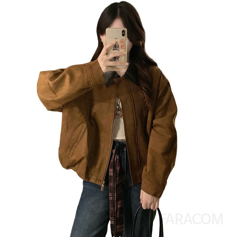 여성 빅사이즈 오버핏 루즈핏 카라넥 지퍼 간절기 항공 점퍼 자켓 아우터 데일리 캐주얼 캠퍼스룩 봄 가을 코디템 - 상세 이미지 5
