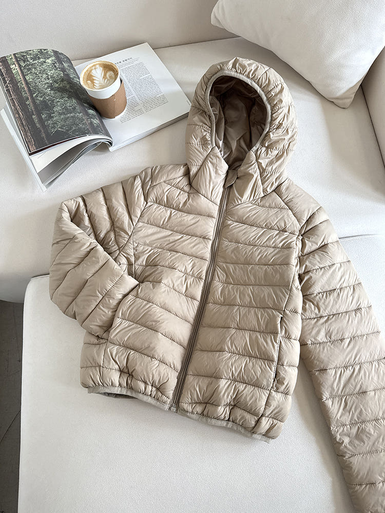 오버무드 겨울 후드 경량 웰론 패딩