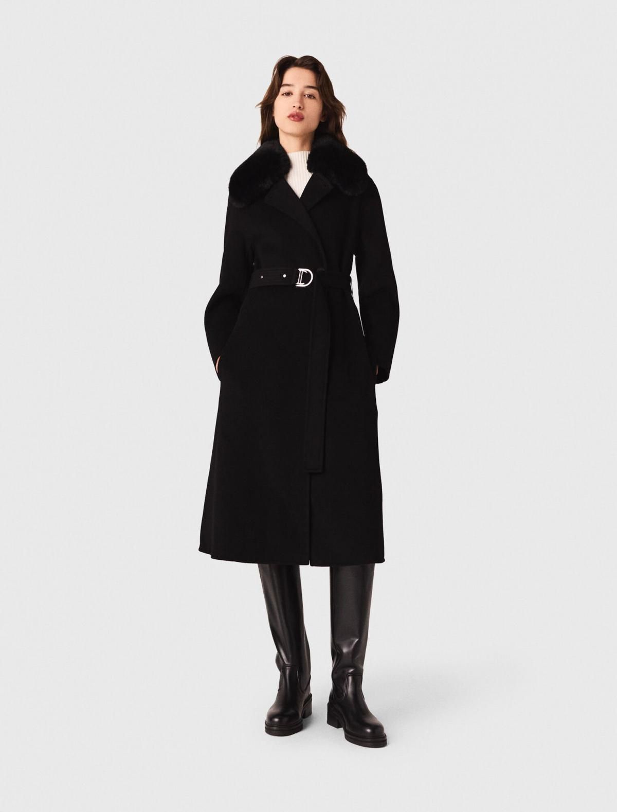 마쥬 더블페이스 울 롱코트 퍼카라 벨트 3661601975325 SCHWARZ - 상세 이미지 2