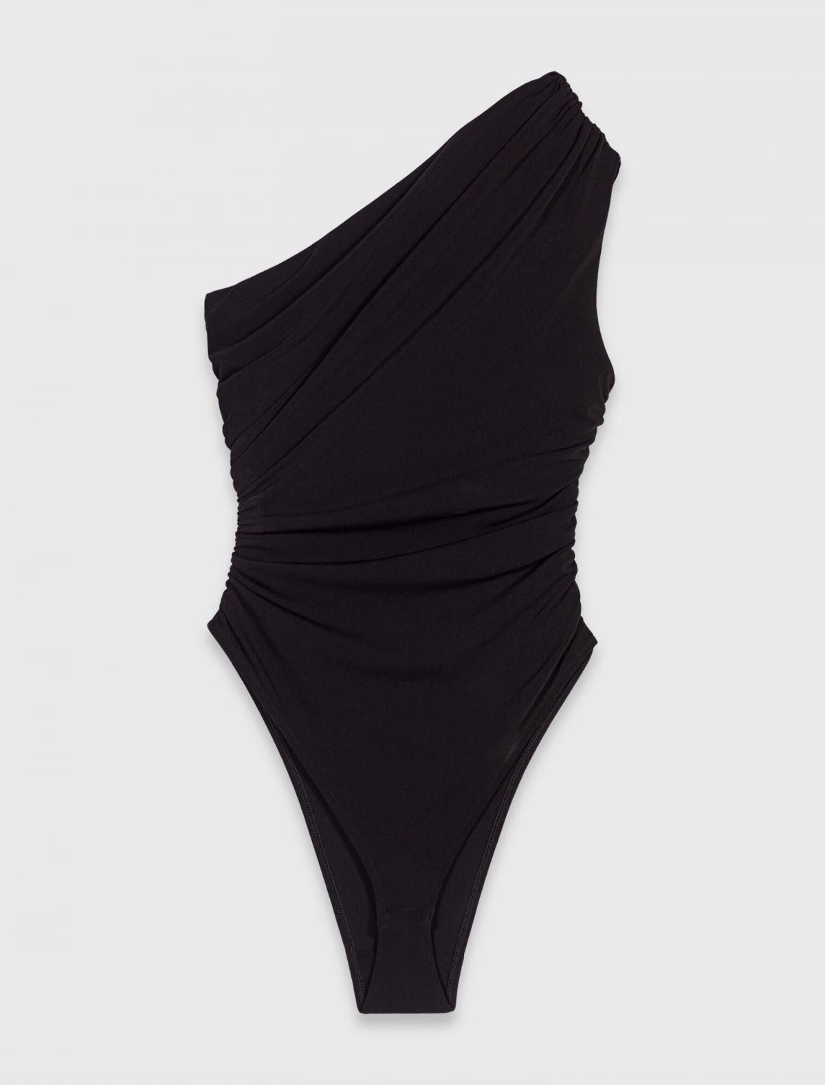 마쥬 비대칭 드레이프 원숄더 바디수트 3661601968617 SCHWARZ - 메인 이미지