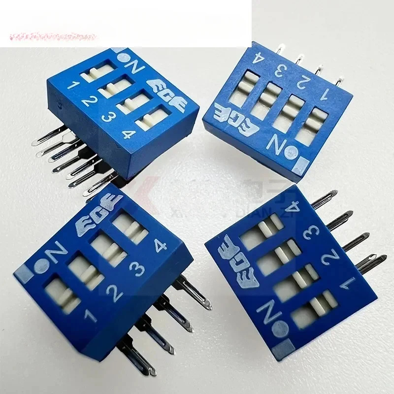 20PCS EDG104LRA33 실버 풋 8 위치 4-5 플랫 핸들 90도 구부러진 발 딥 스위치