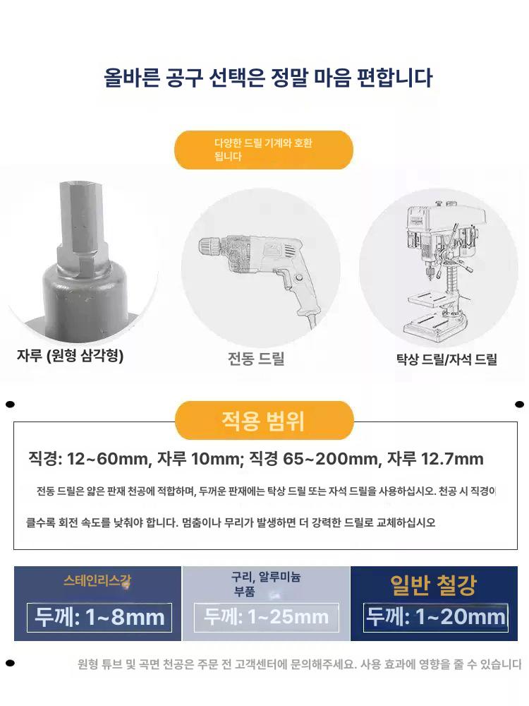 홀쏘 6인치 철 스텐 스테인레스 합금 초경 싱크대 카바이드 다기능 오프너 코발트 스 구멍 5mm 센터 드릴 비트 3개 - 상세 이미지 5