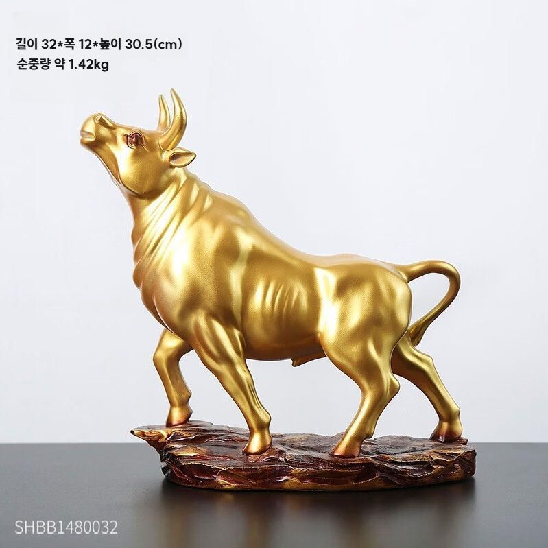 황금소 모형 장식 이사 개업선물 인테리어 황소 인형 A 소형 - 상세 이미지 4