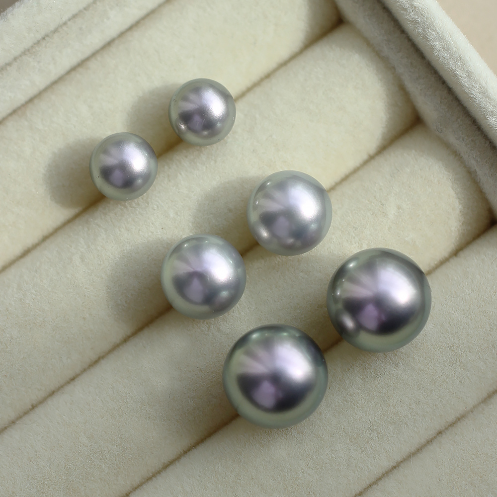 흑진주 귀걸이 국산 EF 핵진주 타히티 아코야 그레이 펄 귀걸이 8mm 10mm 12mm - 메인 이미지