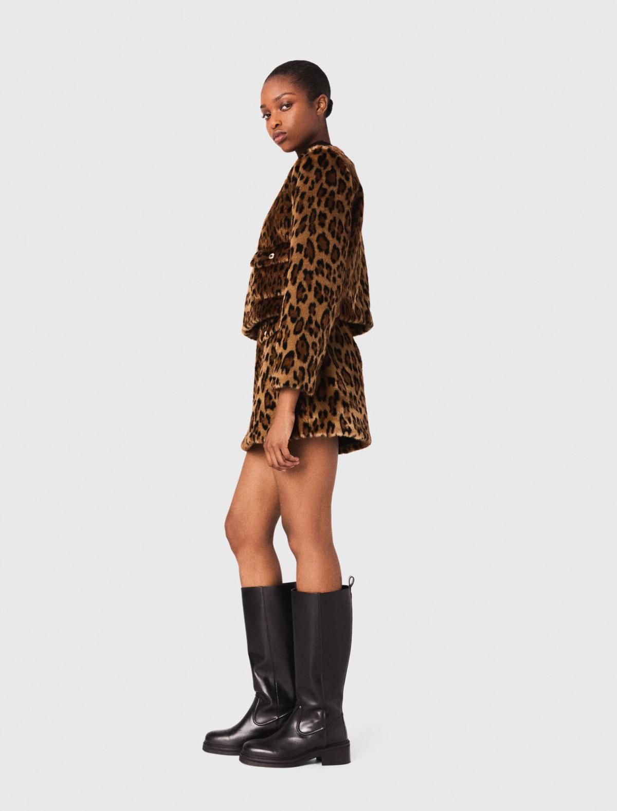 마쥬 페이크퍼 레오파드 크롭 재킷 3661601976988 GRAND LEOPARD PRINT - 상세 이미지 3