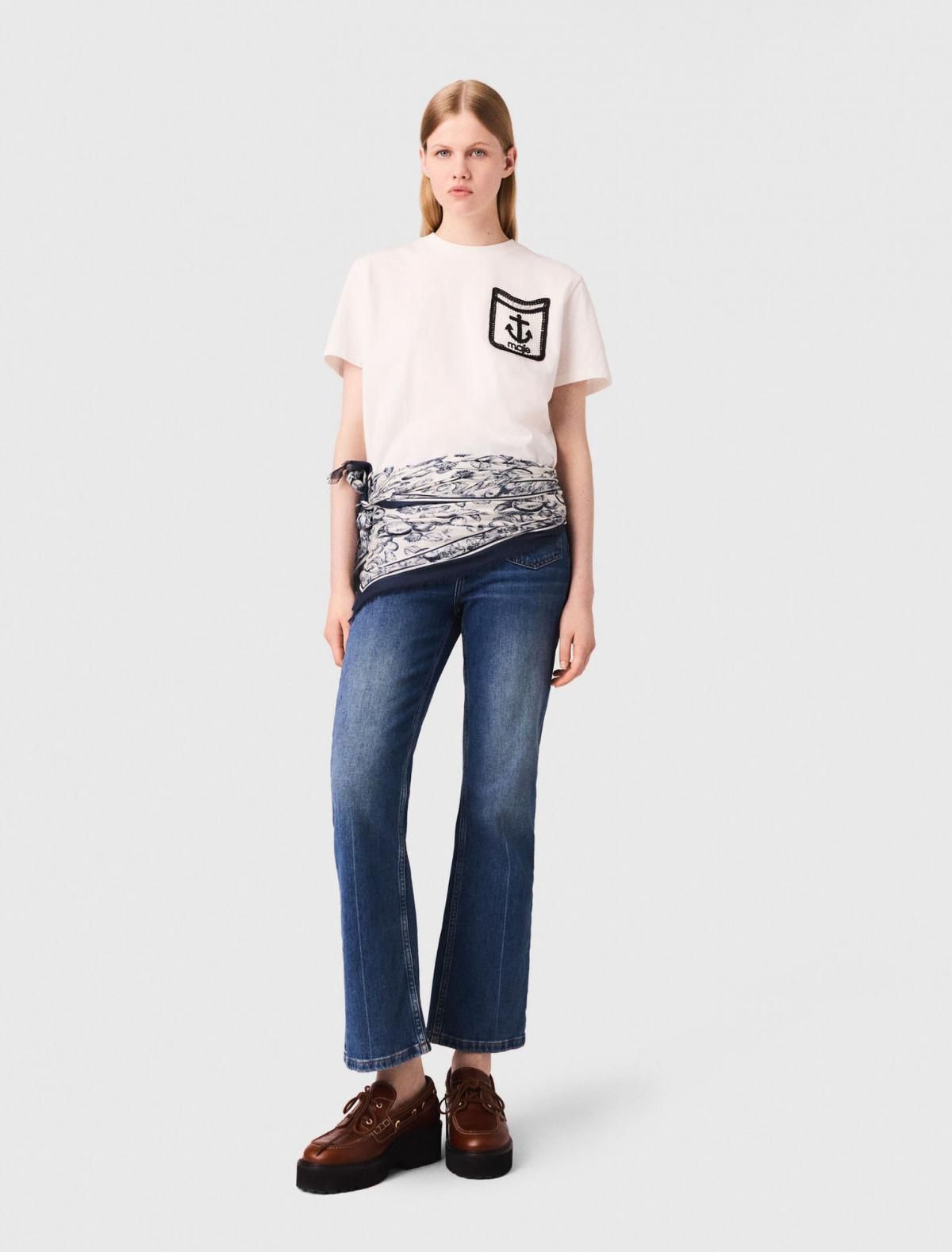 마쥬 마린 자수포켓 라운드넥 반팔 티셔츠 3661601964206 WEISS - 상세 이미지 2