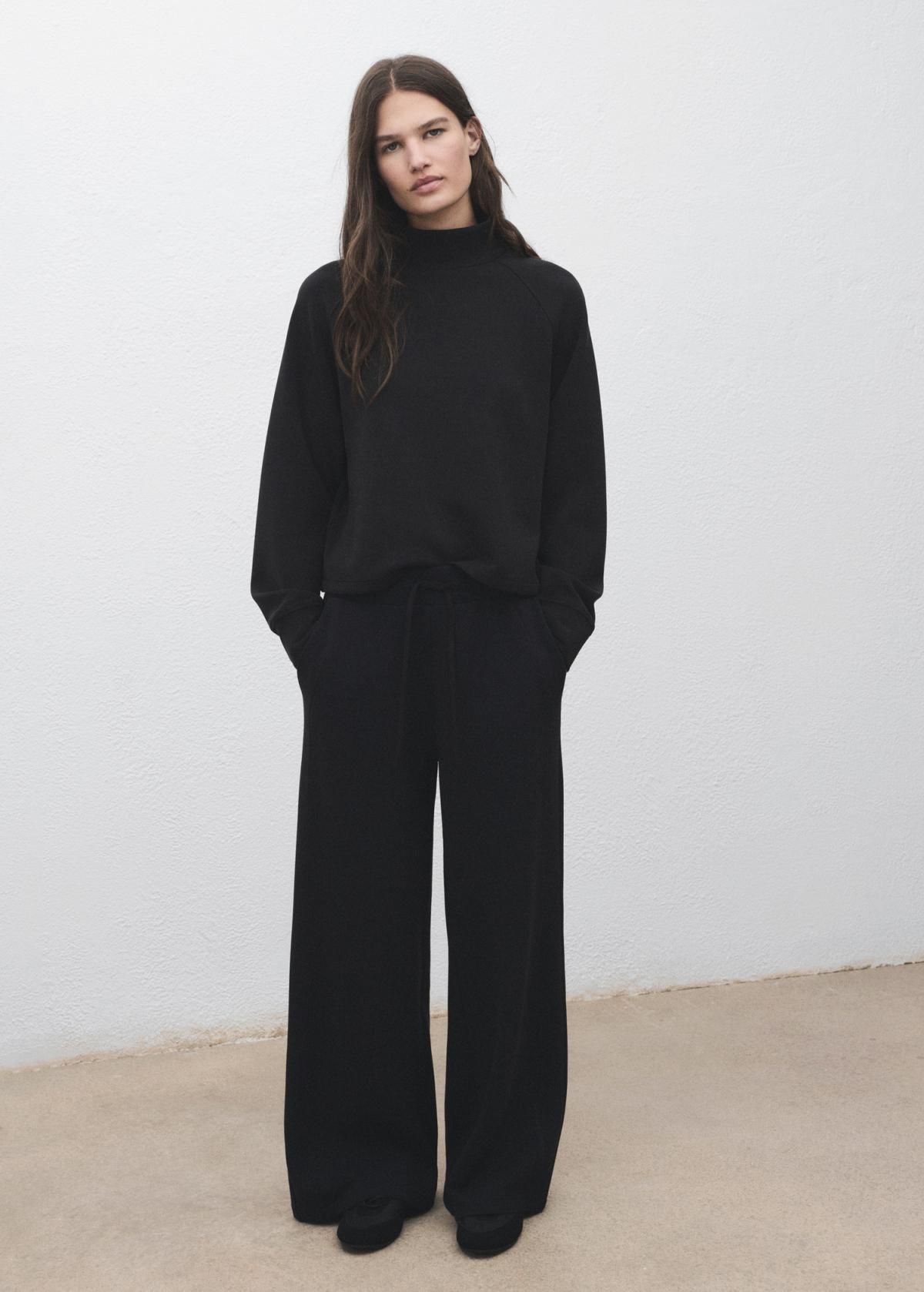 망고 엘라스틱 조거 와이드핏 팬츠 17085812 NEGRO - 상세 이미지 2