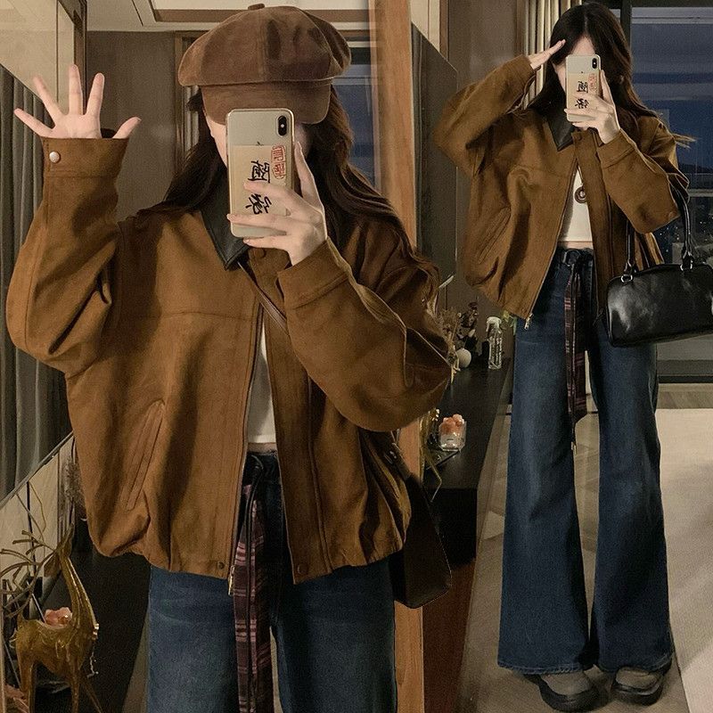 여성 빅사이즈 오버핏 루즈핏 카라넥 지퍼 간절기 항공 점퍼 자켓 아우터 데일리 캐주얼 캠퍼스룩 봄 가을 코디템 - 메인 이미지