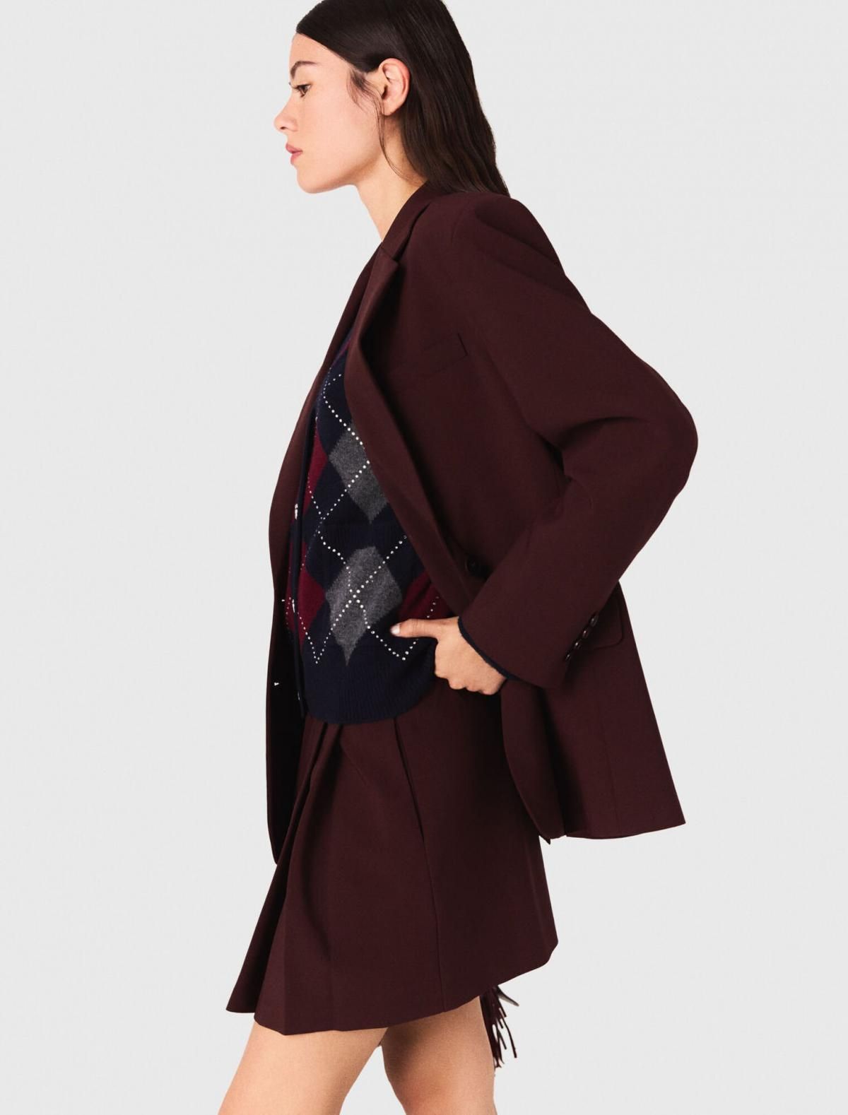 마쥬 테일러드 벨트 버건디 자켓 3661601983290 BORDEAUX - 상세 이미지 3
