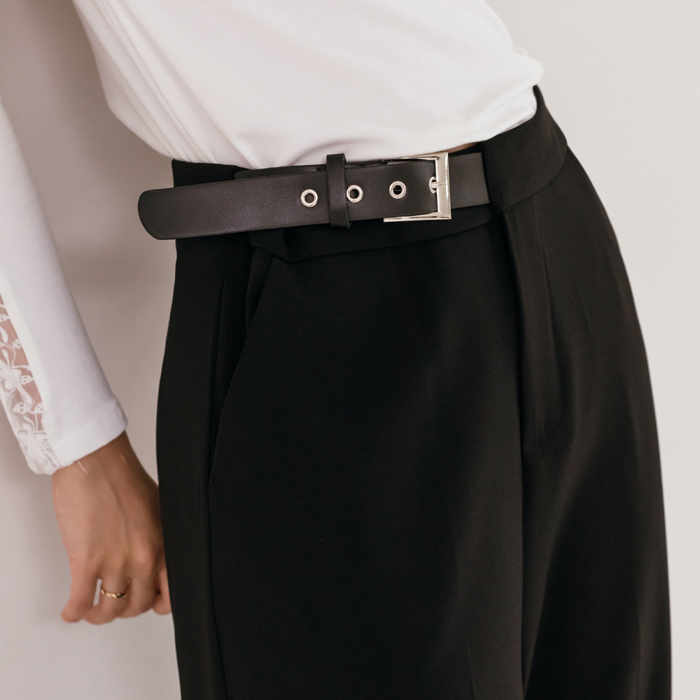 원사이드 벨트 와이드 슬랙스 - 상세 이미지 2