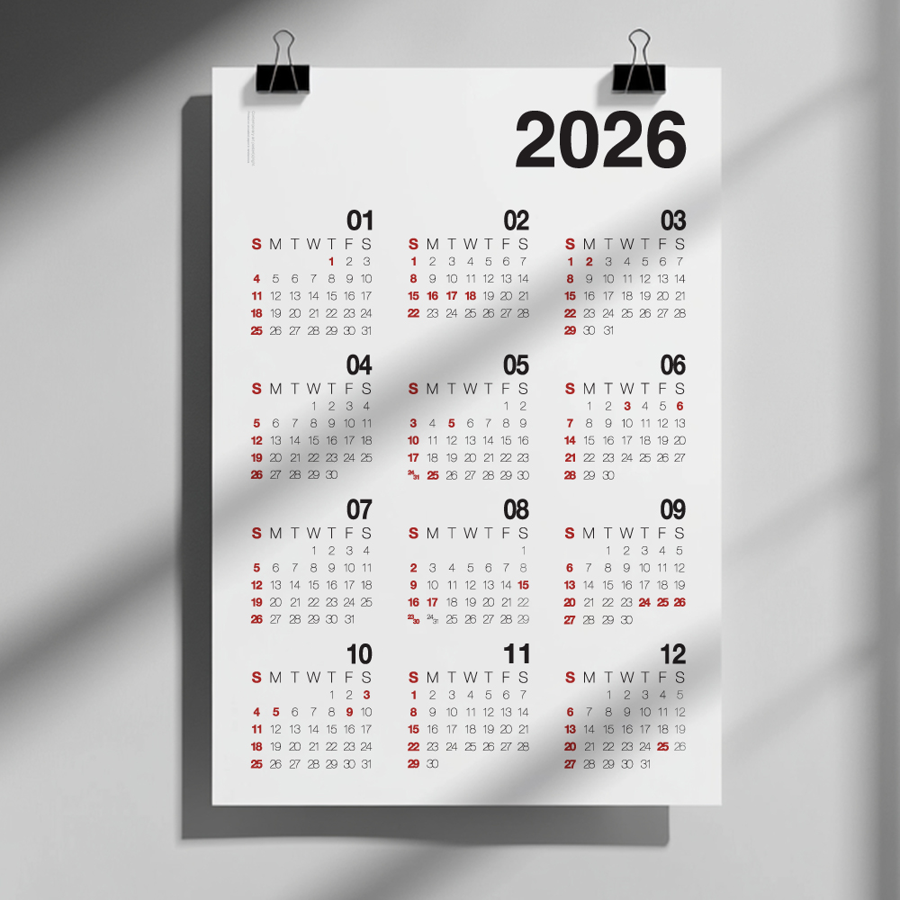 알루이 2026년 달력 대형달력 블랙, 1개 - 상세 이미지 4