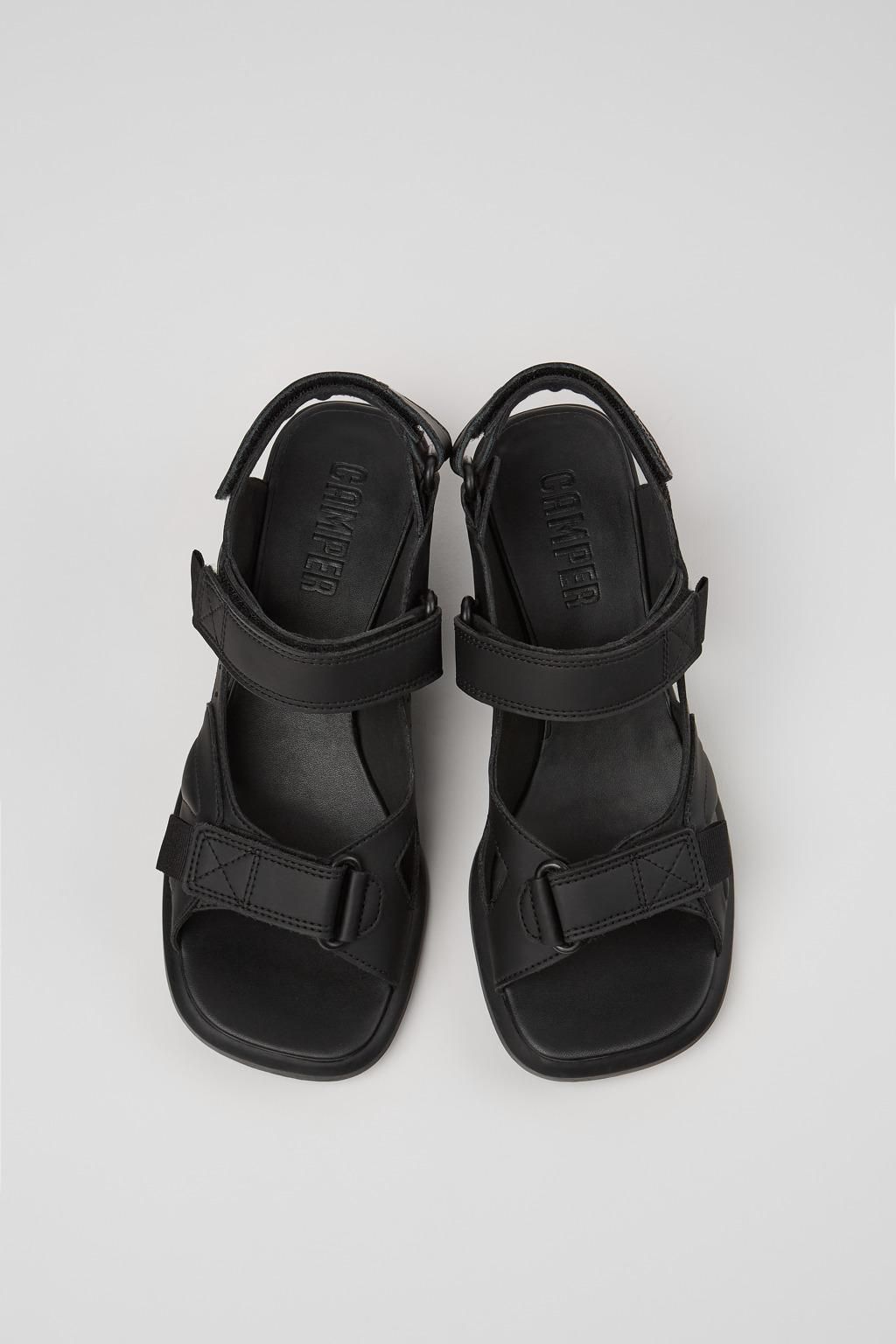 캠퍼 블랙 가죽 스트랩 힐 샌들 Dina K201606-001 BLACK - 상세 이미지 4