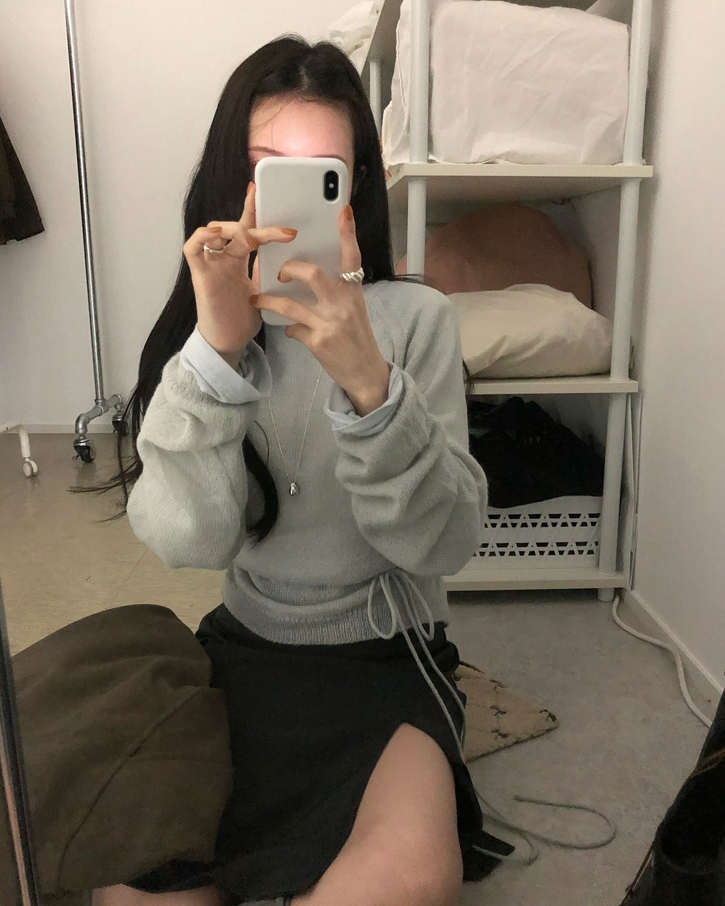 인덴 여성 울 모헤어 투웨이 루즈핏 오버핏 트임 니트 - 상품 이미지