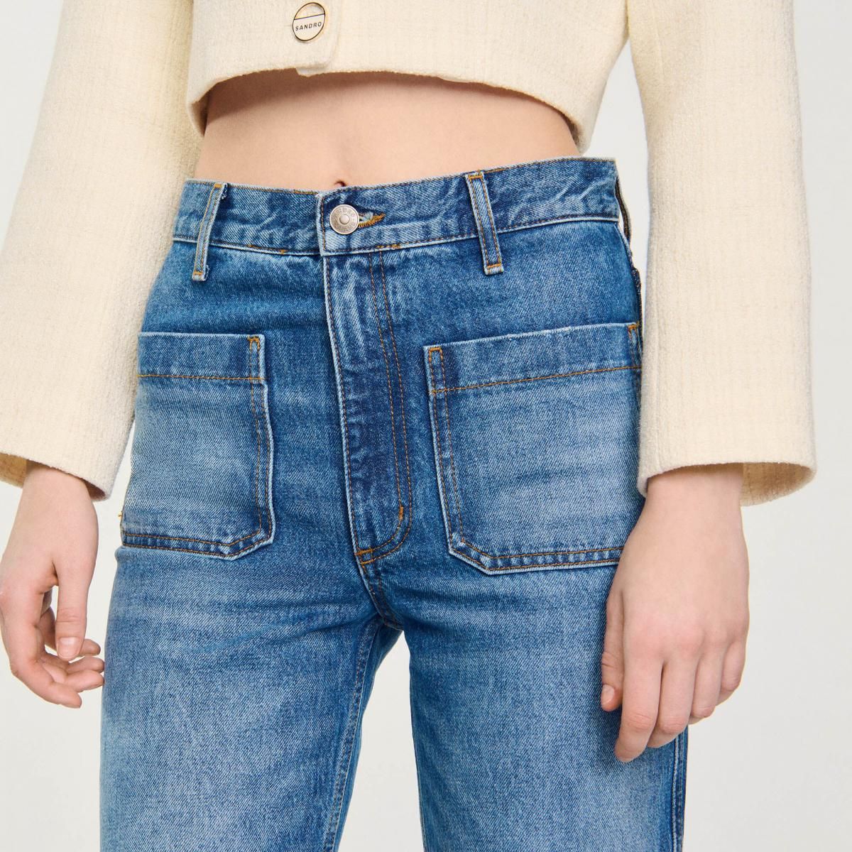 산드로 에코 프렌들리 워싱 데님 여성 부츠컷 청바지 SFPJE00460_4785 JEANSBLAU - 상세 이미지 4