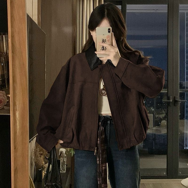 여성 빅사이즈 오버핏 루즈핏 카라넥 지퍼 간절기 항공 점퍼 자켓 아우터 데일리 캐주얼 캠퍼스룩 봄 가을 코디템 - 상세 이미지 4