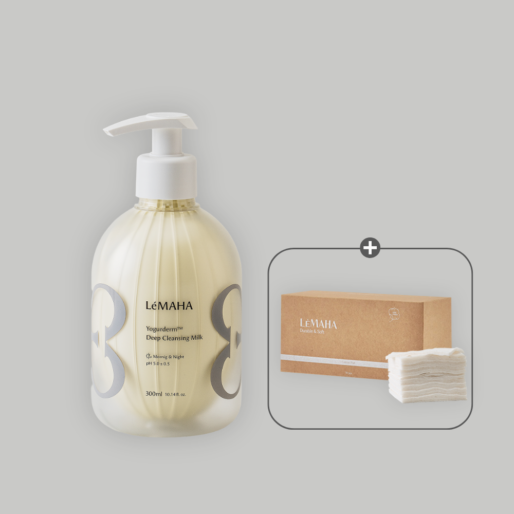 르마하 요거덤 딥 클렌징 밀크 300ml + 탄탄보들 순면 100% 화장솜 70매 1box - 상품 이미지