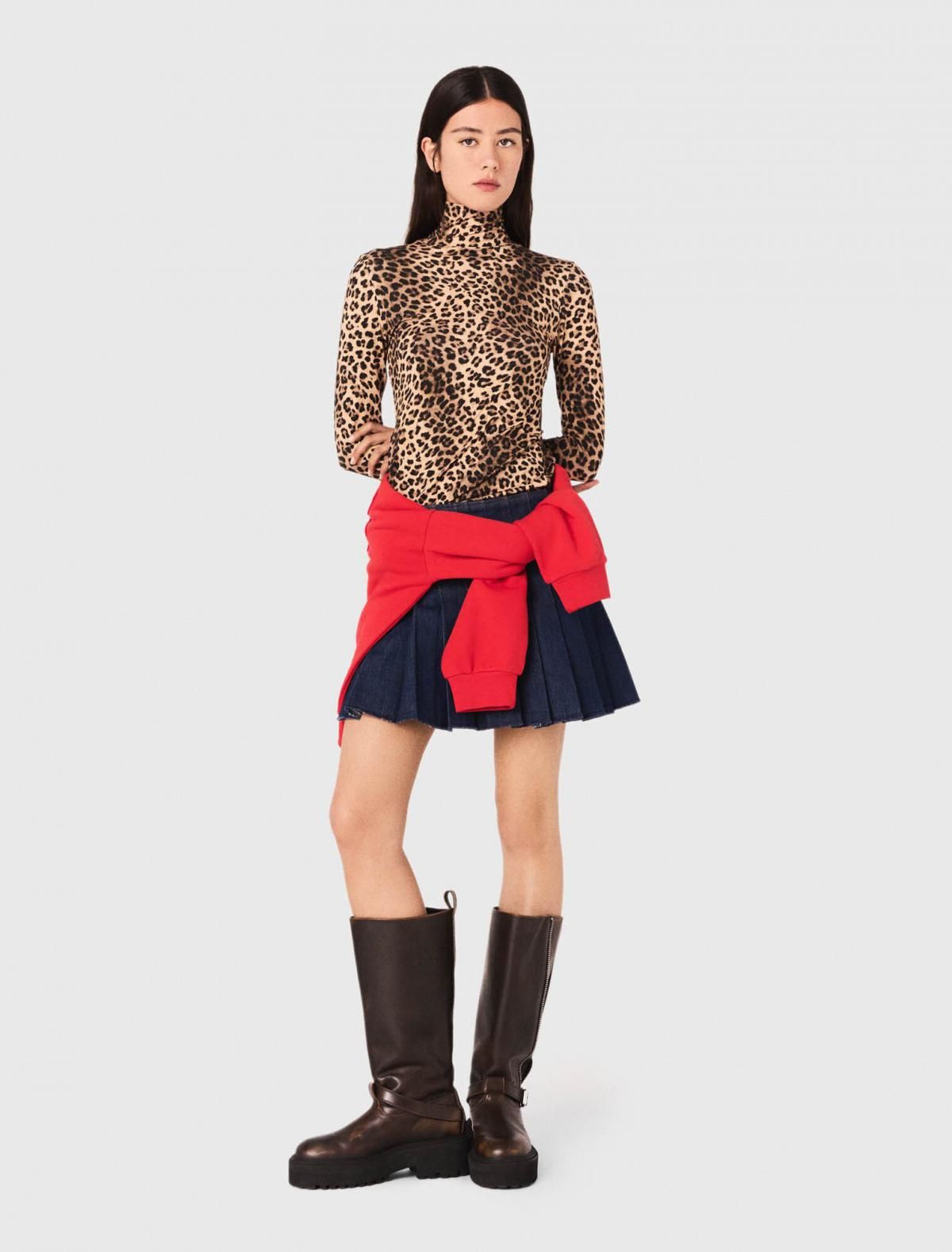 마쥬 레오파드 하이넥 슬림핏 긴팔 티셔츠 3661601979149 IMPRIME LEOPARD - 상세 이미지 2