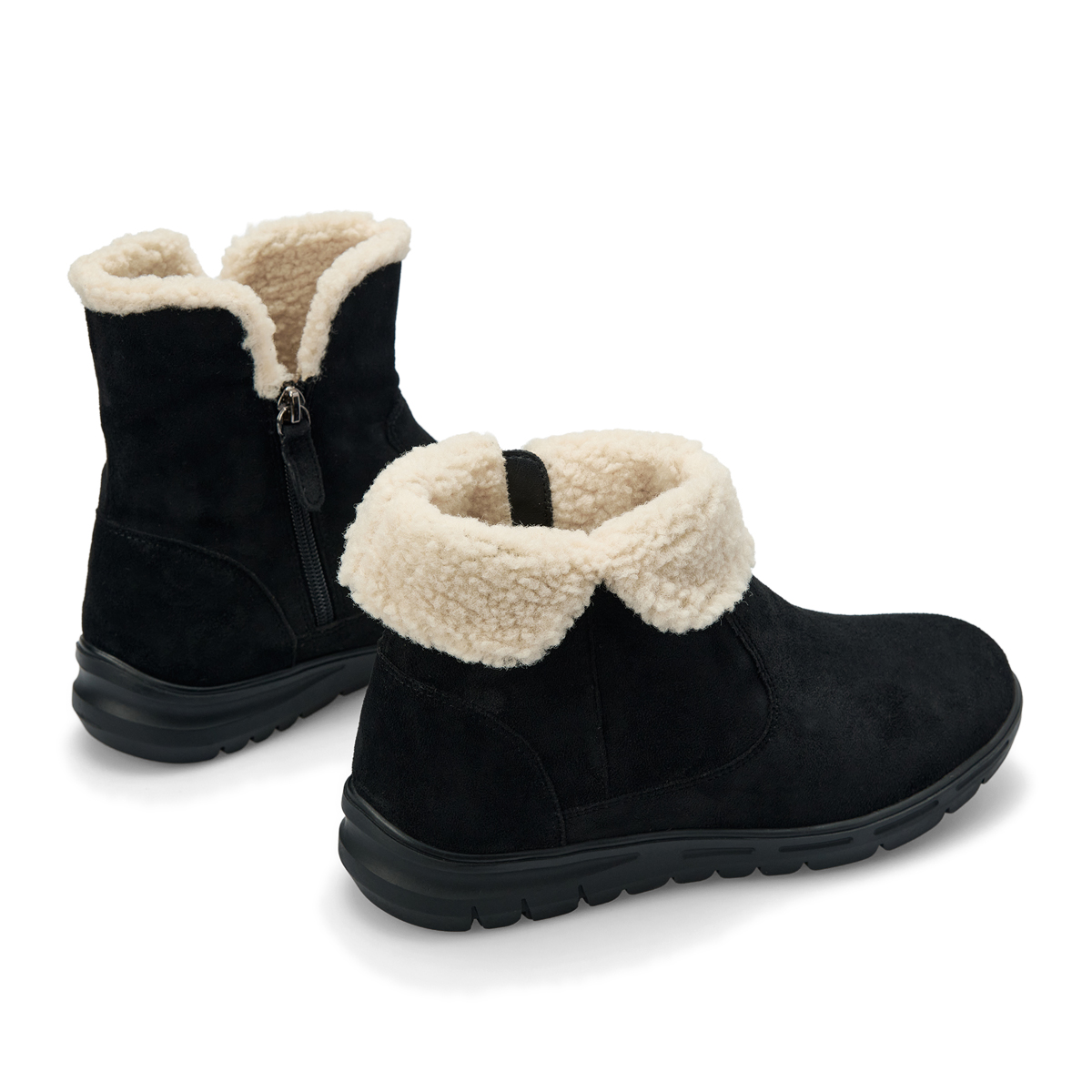 230~255 데이워크 털내피 발편한 아치깔창 여성 앵클 털부츠 도라 블랙 DW30078-BKS - 상세 이미지 5