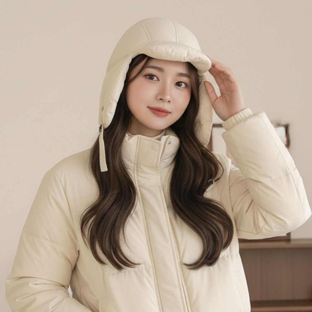 패딩모자 군밤 귀마개 덮개 방한모 스키 여성 귀도리 커플 캡 햇