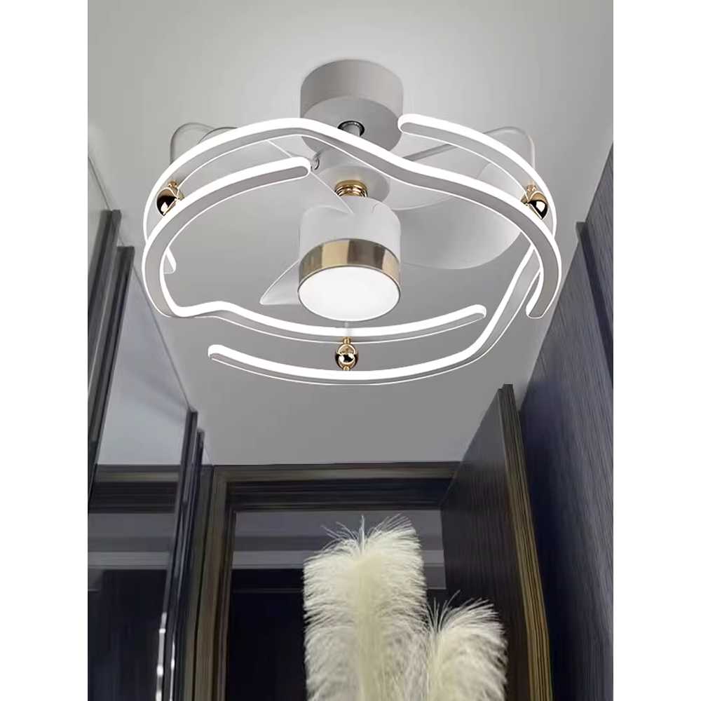 인테리어 실링팬 거실 방등 겸용 고급 LED 조명팬 화이트+골드 60cm 원격변환 - 상품 이미지
