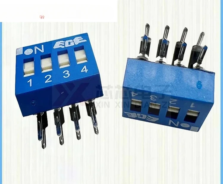 20PCS EDG104LRA33 실버 풋 8 위치 4-5 플랫 핸들 90도 구부러진 발 딥 스위치