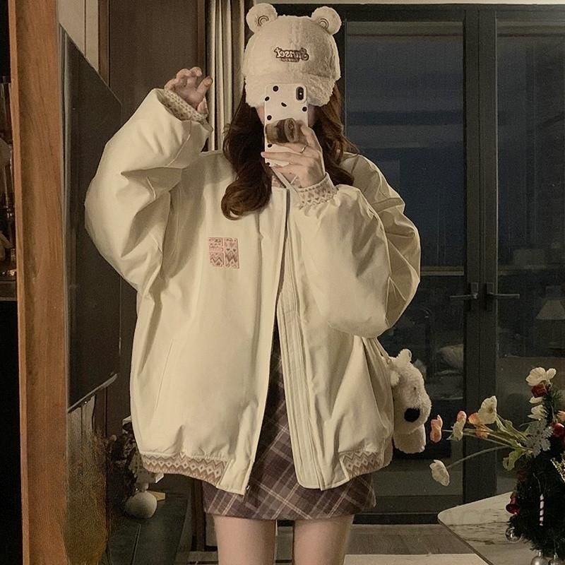 여성 두툼한 루즈핏 오버핏 누빔 패딩 점퍼 항공점퍼 빅사이즈 캐주얼 데일리 아우터 겨울 - 메인 이미지