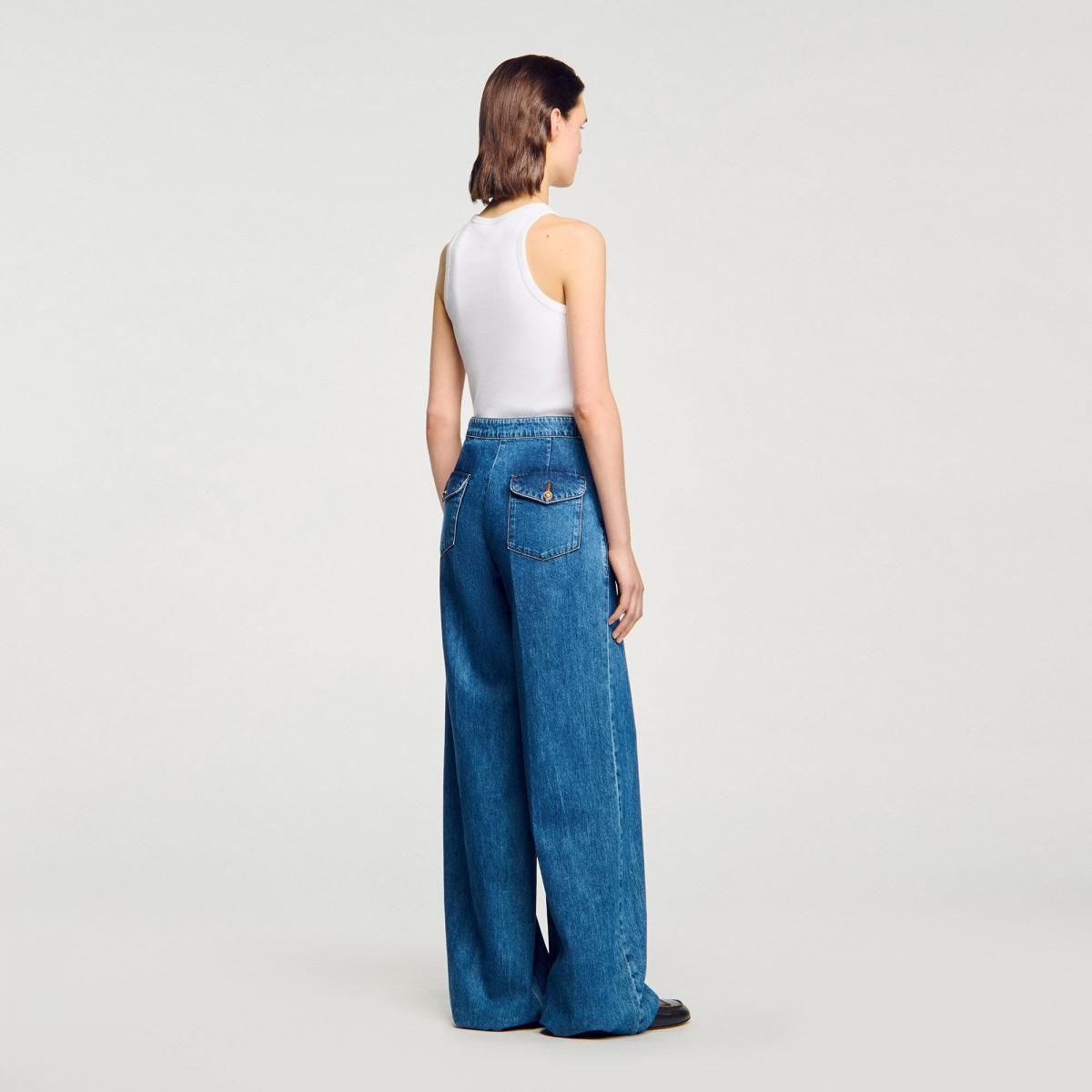 산드로 와이드핏 데님 하이웨이스트 청바지 SFPJE00751_4785 JEANSBLAU - 상세 이미지 5